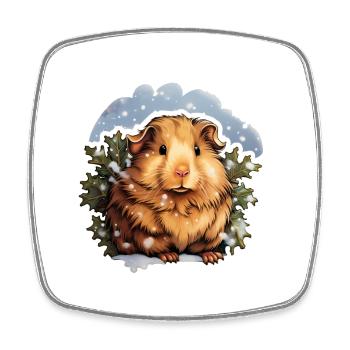 Winterliches Meerschweinchen - Viereckiger Kühlschrankmagnet - Weiß - Vorne