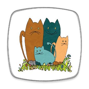 Chats - Magnet carré - blanc - Devant