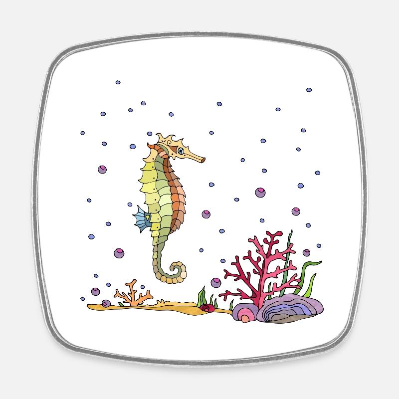 Caballito de mar - Imán de nevera cuadrado - blanco