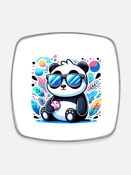 Panda Sunglasses - Square fridge magnet - white