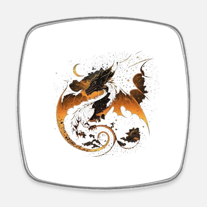 Drache - Viereckiger Kühlschrankmagnet - Weiß