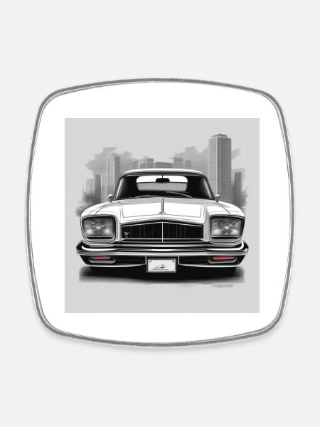 tshirt Auto - Viereckiger Kühlschrankmagnet - Weiß