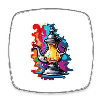 Magic Lamp / Wishes /Orient / Miracle / Genius - Square fridge magnet - white - Front