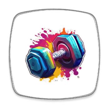Dumbbell / Weights / Sports / Strength Training / Workout - Square fridge magnet - white - Front