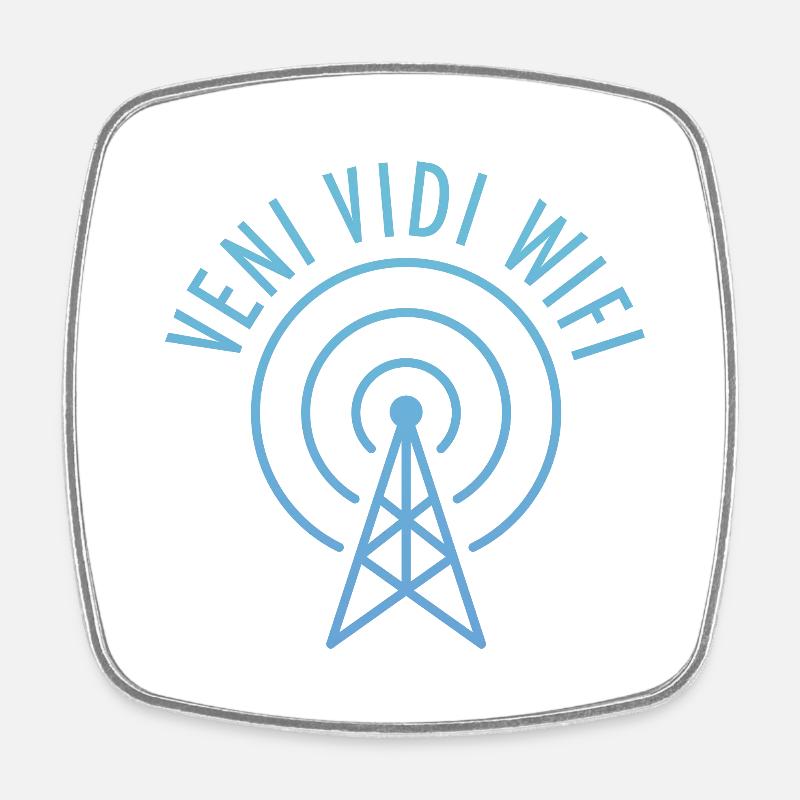 Veni Vidi Wifi (tower) - Square fridge magnet - white