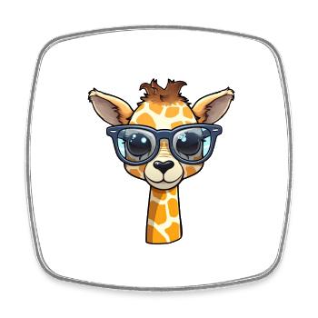 Little cute giraffe wearing sunglasses. - Square fridge magnet - white - Front