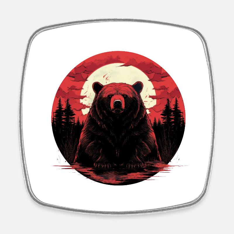 Ours de la lune - Magnet carré - blanc