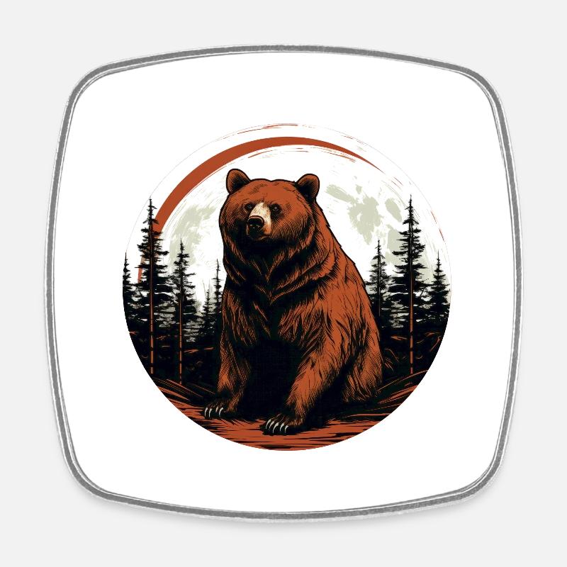 Wild bear - Square fridge magnet - white