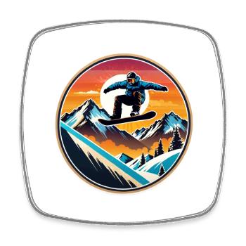 snowboard neige et ski - Magnet carré - blanc - Devant