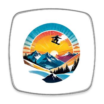 Snowboarden, Schnee und Skifahren - Viereckiger Kühlschrankmagnet - Weiß - Vorne