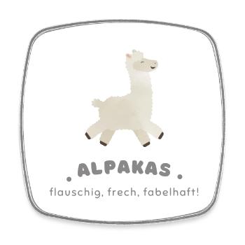 Alpakas - frech und flauschig - Viereckiger Kühlschrankmagnet - Weiß - Vorne