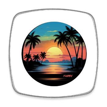 Florida Beach Plage Palmiers Soleil - Magnet carré - blanc - Devant