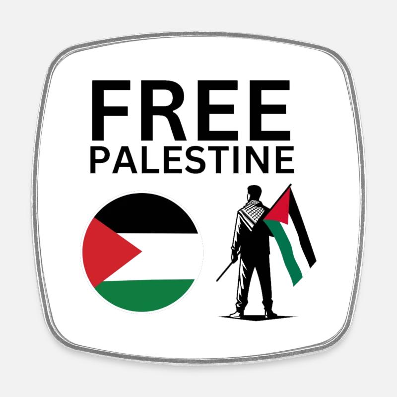 Palestine libre | Mec avec drapeau de la Palestine - Magnet carré - blanc