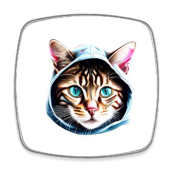 Chat, Animal de compagnie, Chat domestique, Chaton, Propriétaire de chat - Magnet carré - blanc - Devant