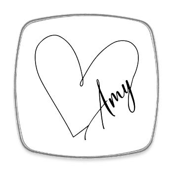 Amy Name Heart Line - Square fridge magnet - white - Front