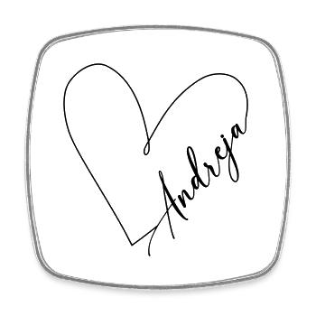 Andreja Nom Ligne de coeur - Magnet carré - blanc - Devant