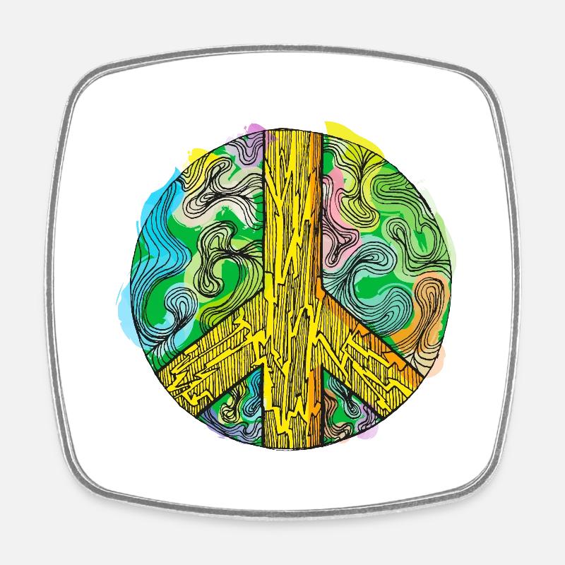 Peace - Friedenszeichen Aquarel Abstrakt - Viereckiger Kühlschrankmagnet - Weiß