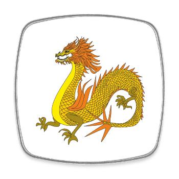 Chinese gold Dragon - Viereckiger Kühlschrankmagnet - Weiß - Vorne