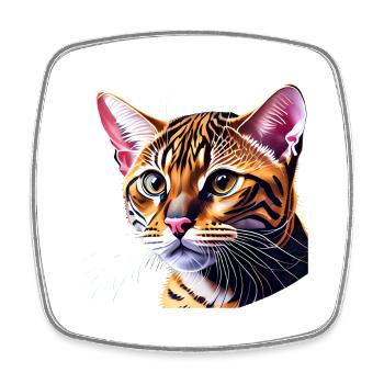 Chat, Animal de compagnie, Chat domestique, Chaton, Propriétaire de chat - Magnet carré - blanc - Devant