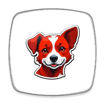 Glücklicher Hund - Viereckiger Kühlschrankmagnet - Weiß - Vorne