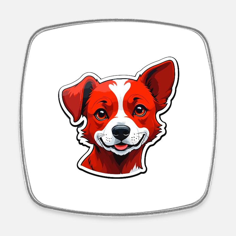 Chien heureux - Magnet carré - blanc