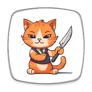 Orange Cat - Square fridge magnet - white - Front