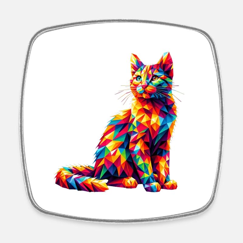 Chat - Magnet carré - blanc