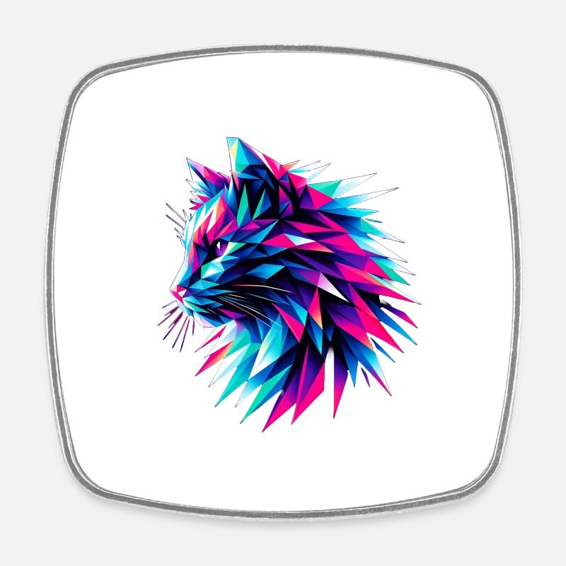 Chat - Magnet carré - blanc