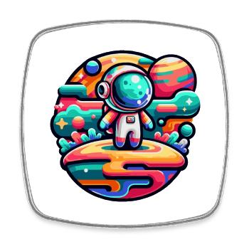 Kleiner Astronaut - Viereckiger Kühlschrankmagnet - Weiß - Vorne