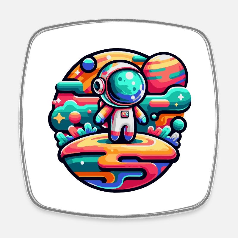 Petit astronaute - Magnet carré - blanc