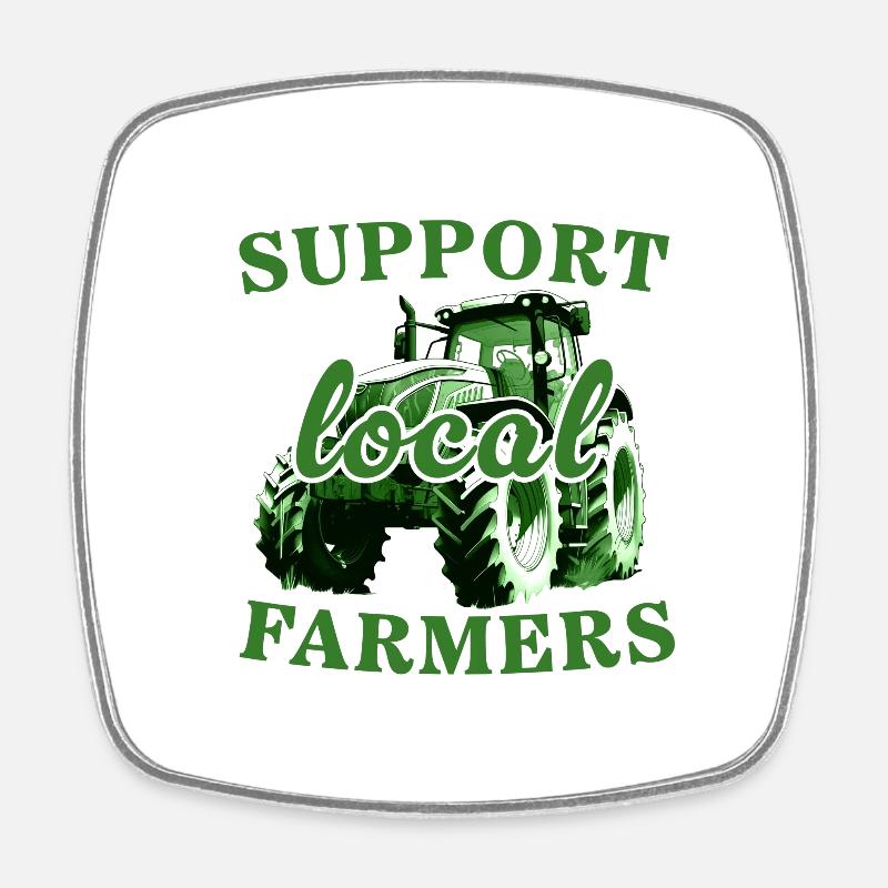 Support Local Farmers - Square fridge magnet - white