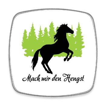 "Mach mir den Hengst: Stolze Männlichkeit" - Viereckiger Kühlschrankmagnet - Weiß - Vorne