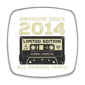 2014 Birthday Born in 2014 Vintage Retro - Square fridge magnet - white - Front