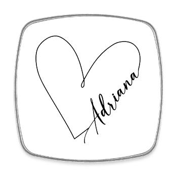 Adriana Name Heart Line - Square fridge magnet - white - Front