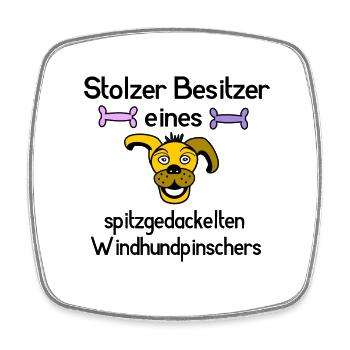 Spitzgedackelter Windhundpinschers - Viereckiger Kühlschrankmagnet - Weiß - Vorne