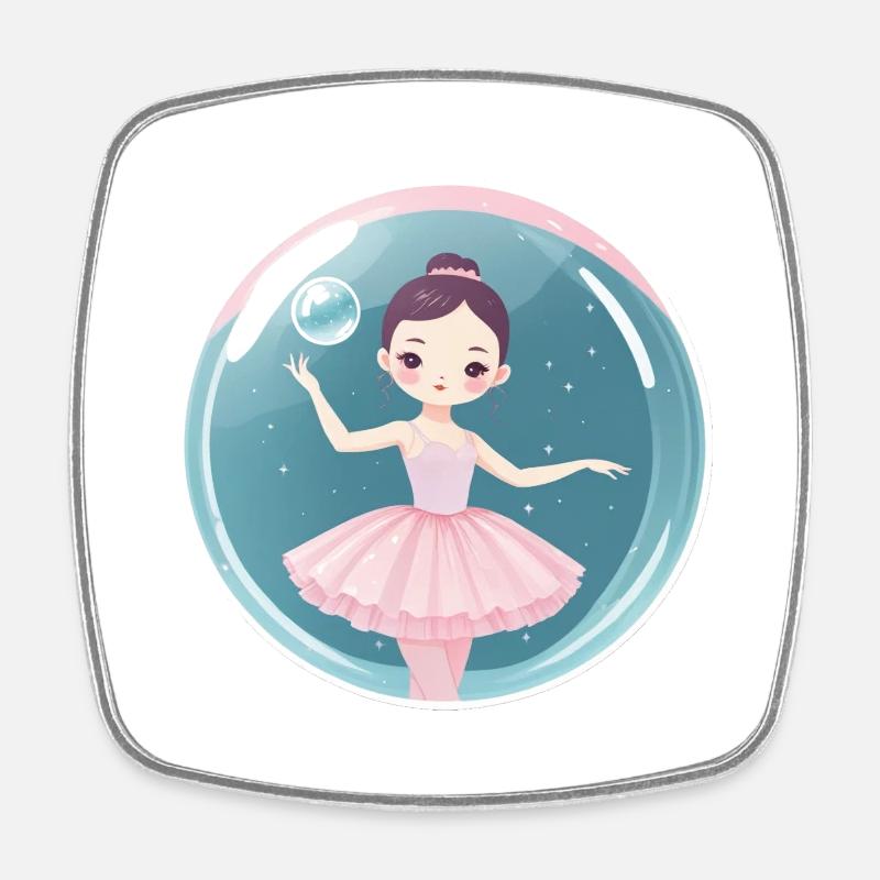 Pretty prima ballerina in a bubble - Square fridge magnet - white