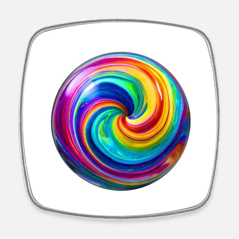 Magic Swirl Marble - Square fridge magnet - white