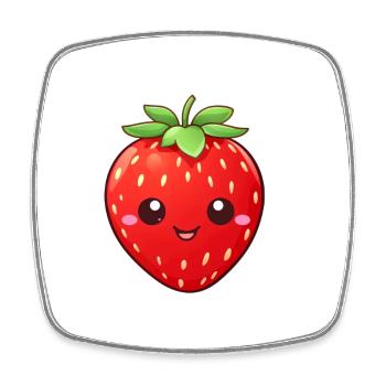 Erdbeere süß Kawaii - Viereckiger Kühlschrankmagnet - Weiß - Vorne