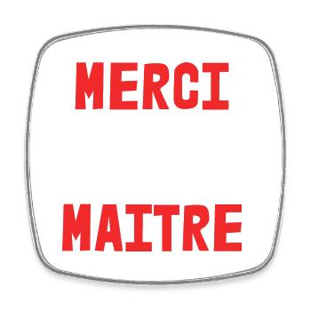 MERCI. ANNIVERSAIRE. NAISSANCE. RETRAITE. MERCI - Magnet carré - blanc - Devant