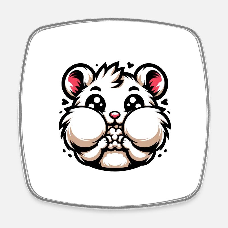Hermann Hamsterbäckchen - Viereckiger Kühlschrankmagnet - Weiß