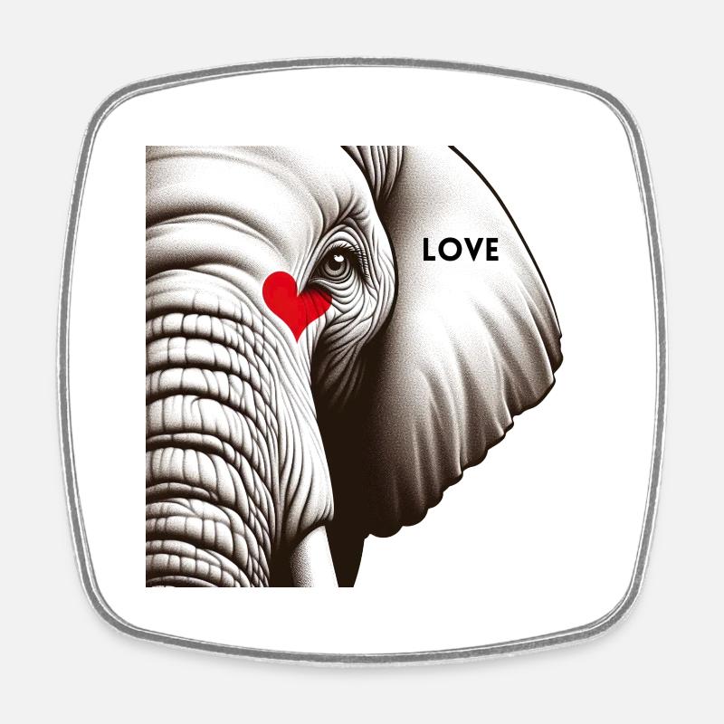 Elephant Love - Square fridge magnet - white