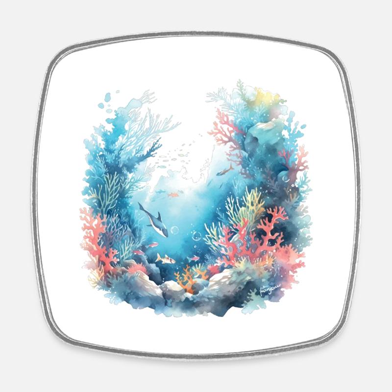 Underwater - Square fridge magnet - white