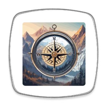Compass / Cardinal Direction / Travel / Survival - Square fridge magnet - white - Front