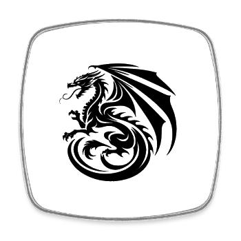 Nachtdrache - Viereckiger Kühlschrankmagnet - Weiß - Vorne