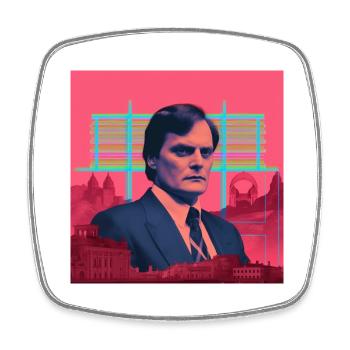 Italienischer Politiker Vaporwave "Pippuzzo" - Viereckiger Kühlschrankmagnet - Weiß - Vorne