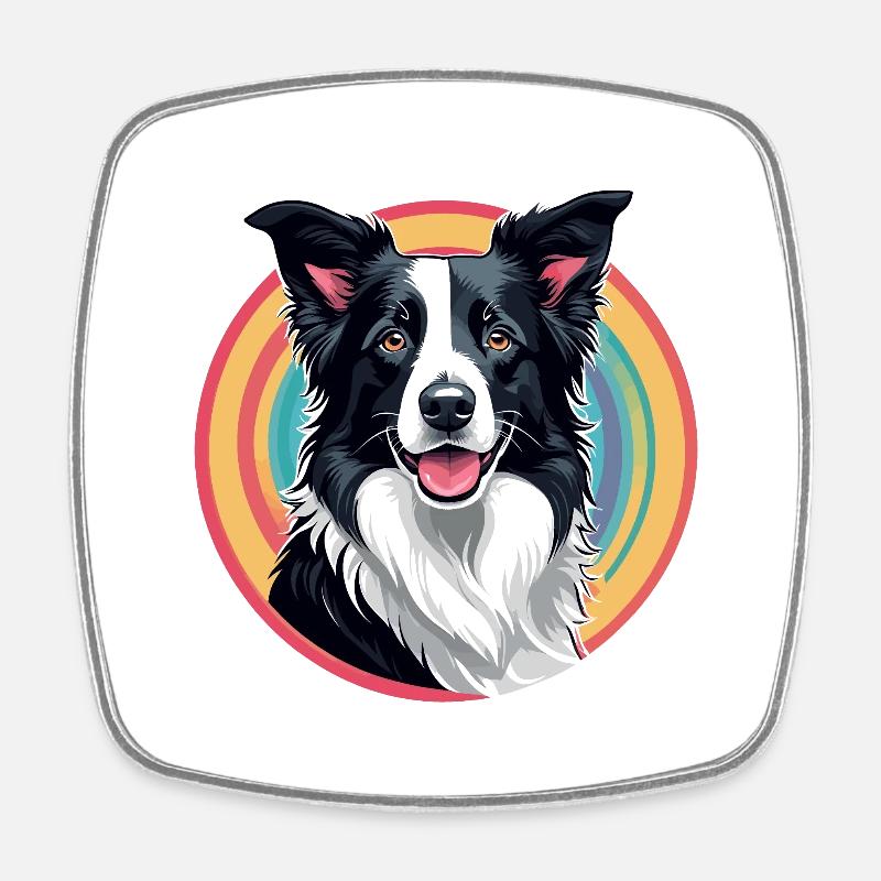 Border Collie - Magnet carré - blanc