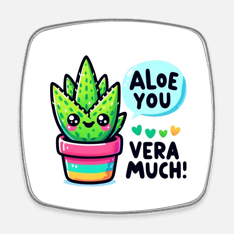 Aloe you vera much - Square fridge magnet - white