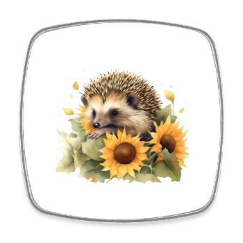 Igel mit Sonnenblumen Süßes Tier mit Blumen - Viereckiger Kühlschrankmagnet - Weiß - Vorne