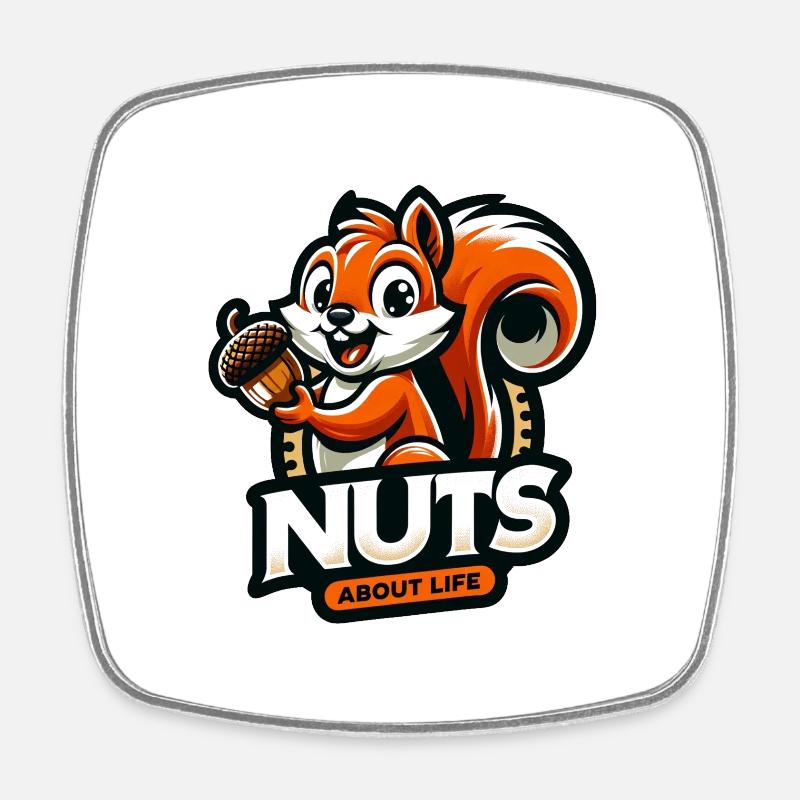 Nuts about Life - Square fridge magnet - white