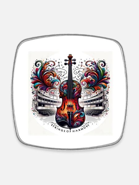 Strings of Harmony - Viereckiger Kühlschrankmagnet - Weiß